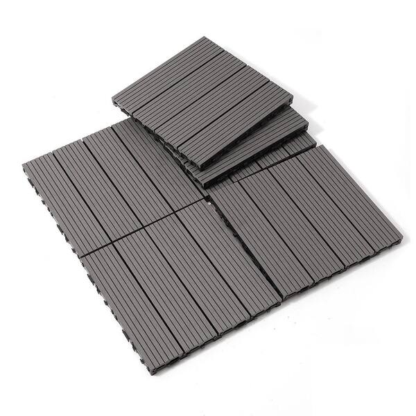 Afoxsos 1 ft. x 1 ft. Light Gray Plastic Composite Deck