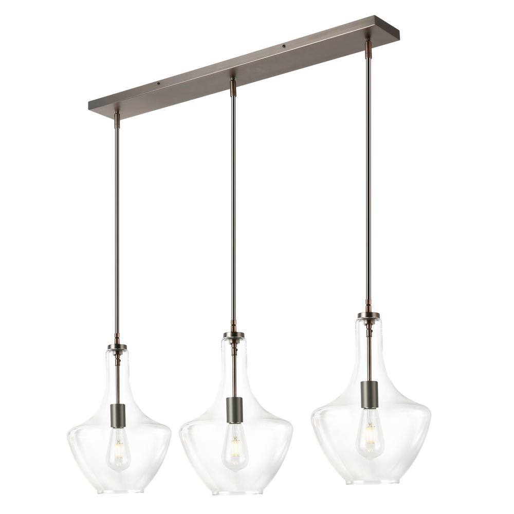 Modena Modern Bronze 69'' Clear Glass Island Light