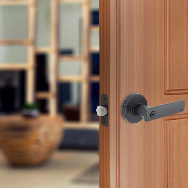Westwood Matte Black Keyed Entry Door Lever With Round Rose