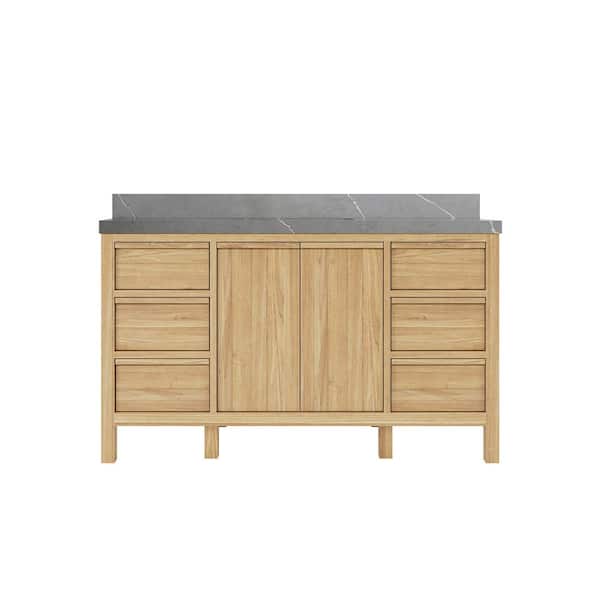 Willow Collections Elizabeth 60 in. W x 22 in. D x 36 in. H Single Sink Bath Vanity in Natural with 2 in. Piatra Quartz Top