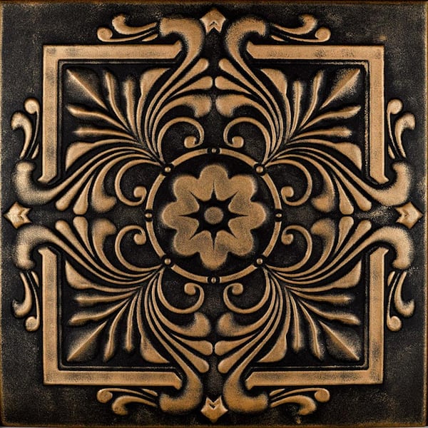 A La Maison Ceilings Victorian Black Gold 1.6 ft. x 1.6 ft. Decorative Foam Glue Up Ceiling Tile (21.6 sq. ft./case)