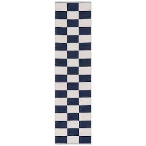 Montauk Navy/Ivory 2 ft. x 9 ft. Checkered Runner Rug