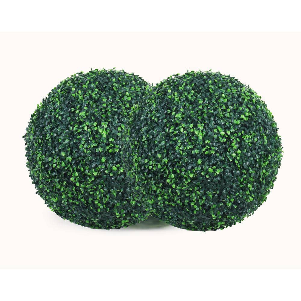 22 in. 2-Packs Artificial Boxwood Tree Ball-Shape Faux Plant Topiary Balls 