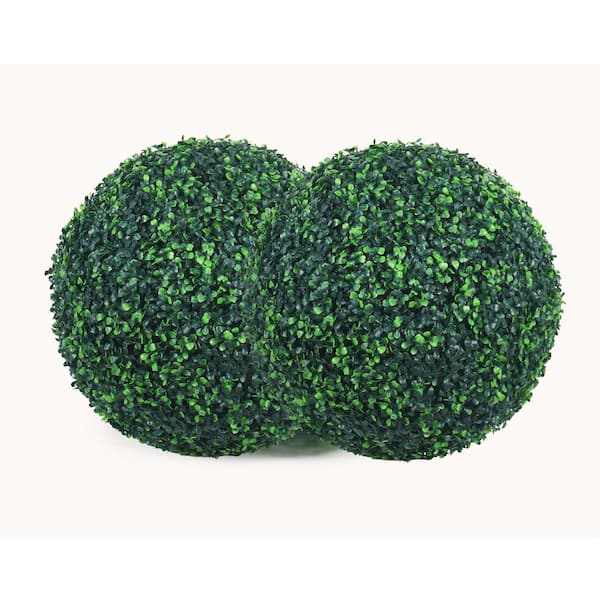 22 in. 2-Packs Artificial Boxwood Tree Ball-Shape Faux Plant Topiary Balls for Outdoor and Indoor Décor