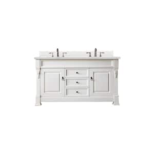 Brookfield 60 in. W x 23.5 in. D x 34.3 in. H Double Bathroom Vanity in Bright White with Ethereal Noctis Quartz Top