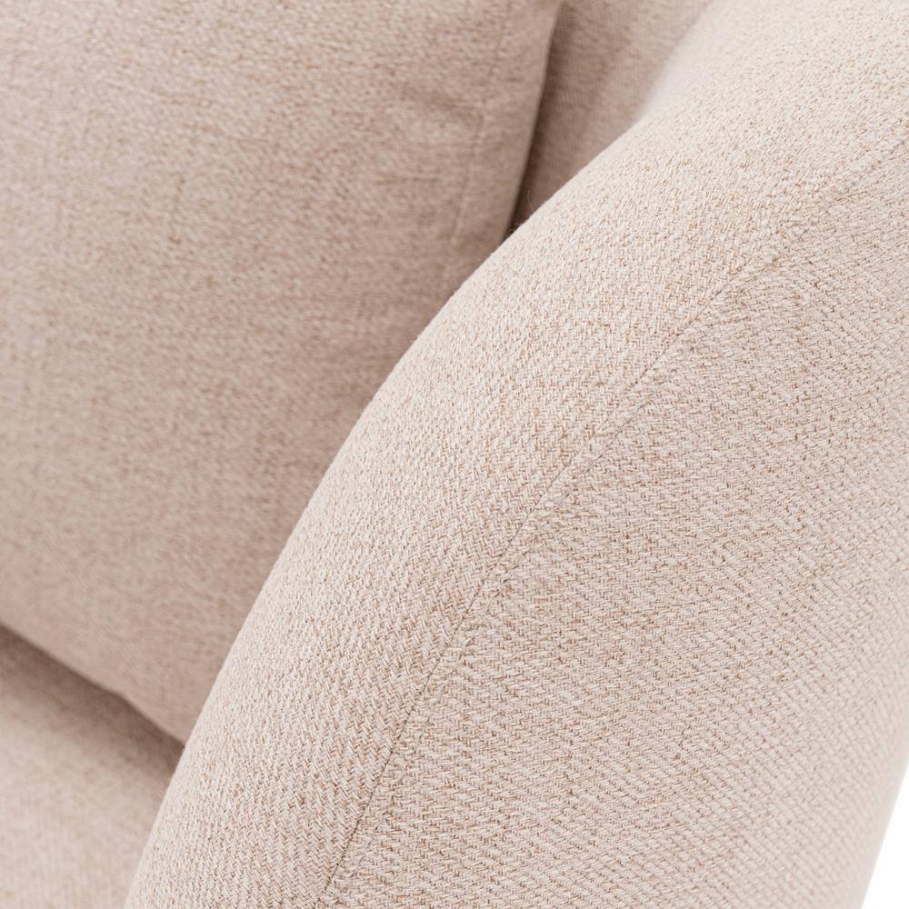 Set of 2 Wheat Linen Upholstered Barrel Accent Chairs