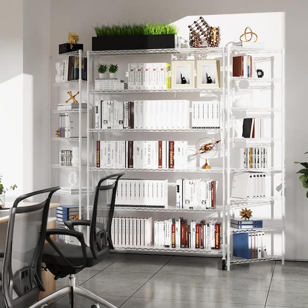 FUNKOL 6-Tier Heavy Duty Steel Wire Shelving Unit in White (18 in. W x 48 in. H x 82 in. D)