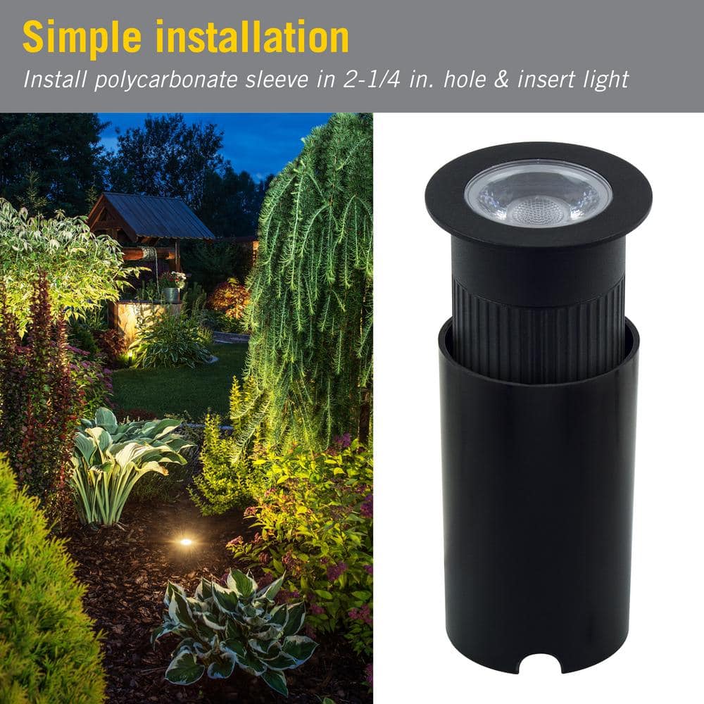 Black 2.5" Inground LED Landscape Light with Warm White 2700K