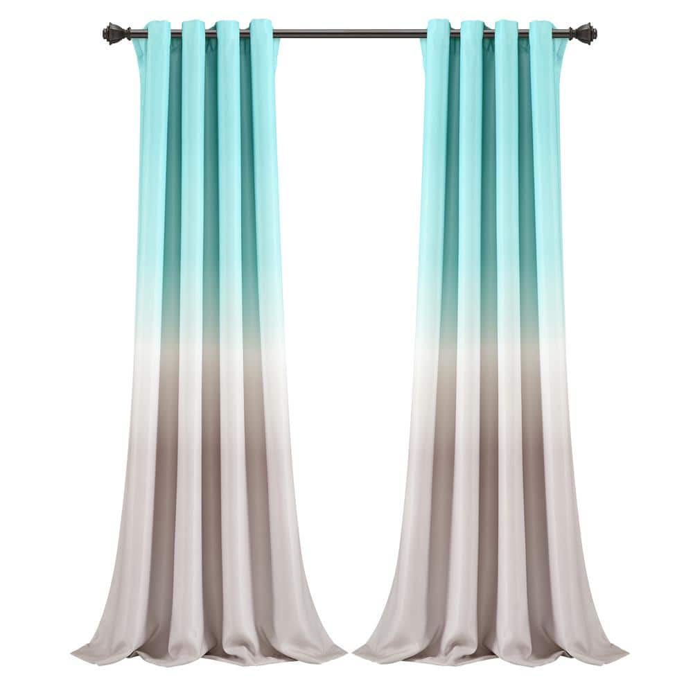 Lush Decor Aqua/Gray Abstract Grommet Room Darkening Curtain