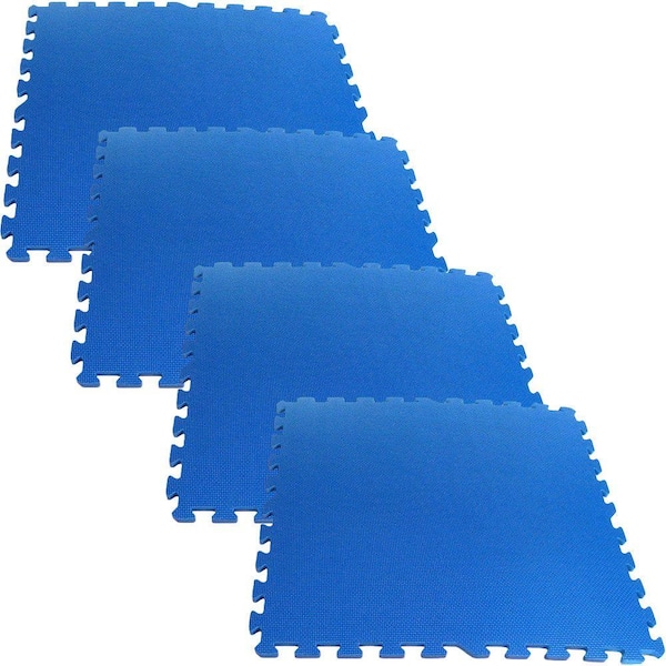 4-Pack of Interlocking EVA Foam Floor Tiles with Border Pieces - Great for  Use as a Play Mat or Home Exercise Flooring by Stalwart