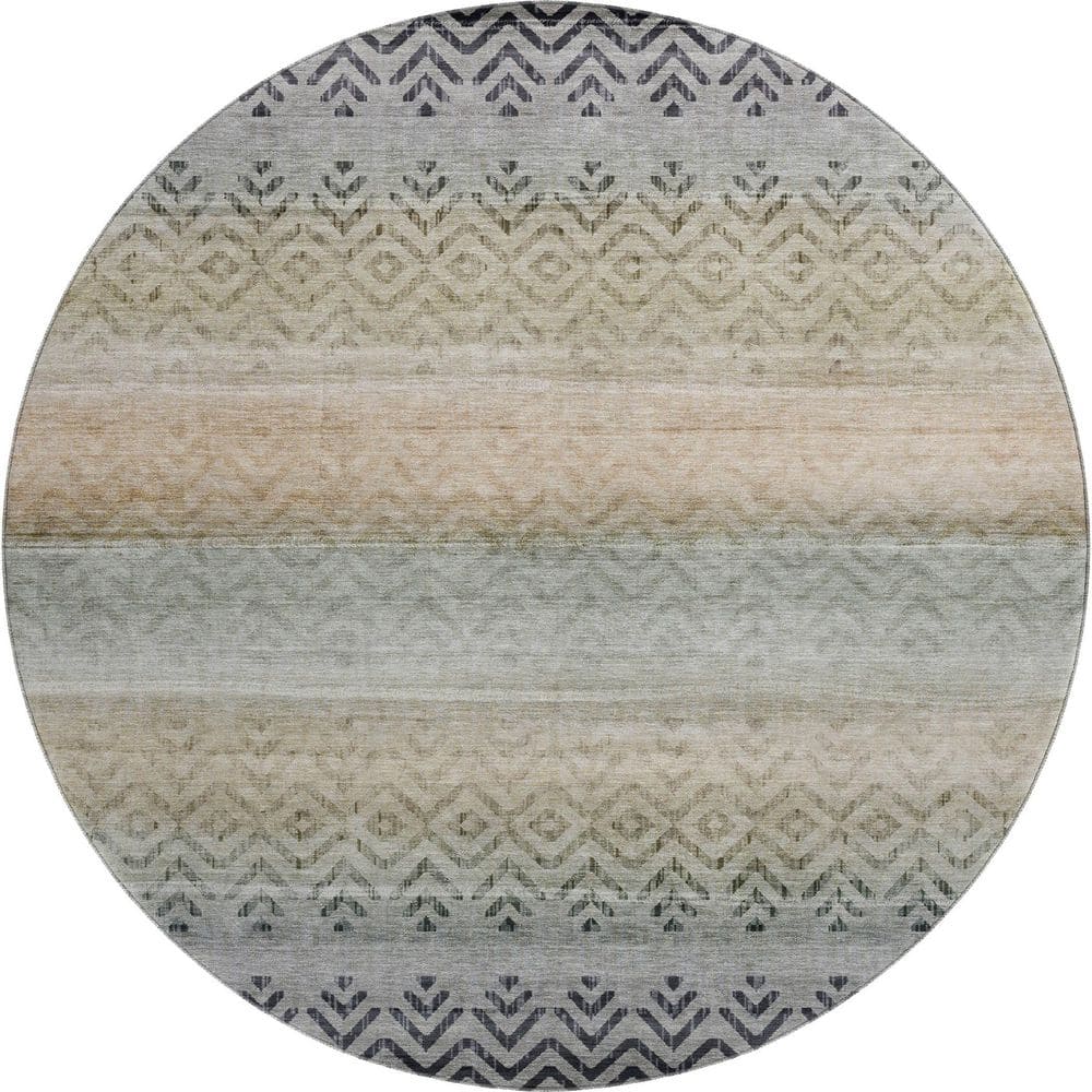 Mayfield Premium Machine Washable Abstract AMF2042 Gray 8 ft. x 8 ft. Round Rug price history on PriceWatchPro