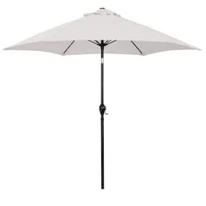 9 ft. Aluminum Market Patio Umbrella with Fiberglass Ribs, Crank Lift and Push-Button Tilt in Natural Polyester