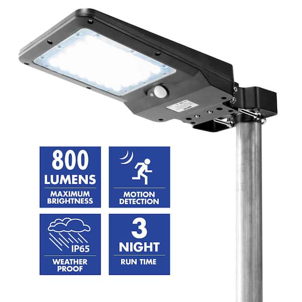 Wagan Tech 800 Lumens Solar Black Powered Motion Activated Outdoor