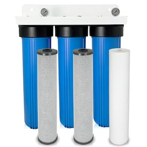 3-Stage Whole House Water Filtration System w/ Sediment & Carbon Block Filters, Removes Chloramine & Chlorine