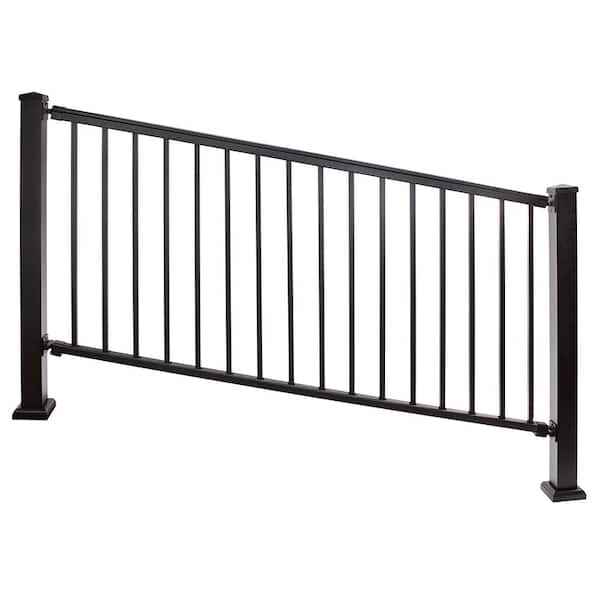 PFX 1000 36 in. x 8 ft. Powder Coated Textured Black Aluminum Pre-Assembled Stair Panel