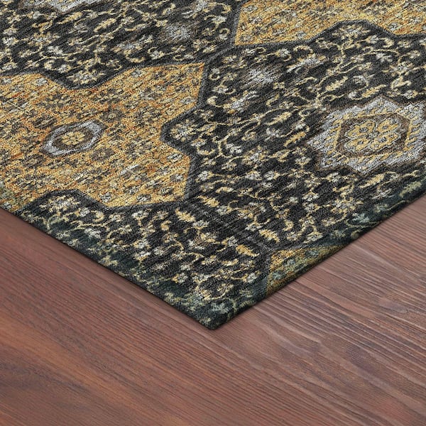 Chantille Machine Washable Indoor/Outdoor Abstract ACN2410 Black 9 ft. x 12 ft. Area Rug