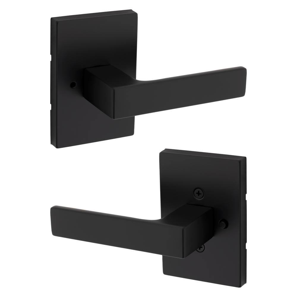 KABAブラック38 Kwikset Prague Matte Black Single Cylinder Entry Door Handleset