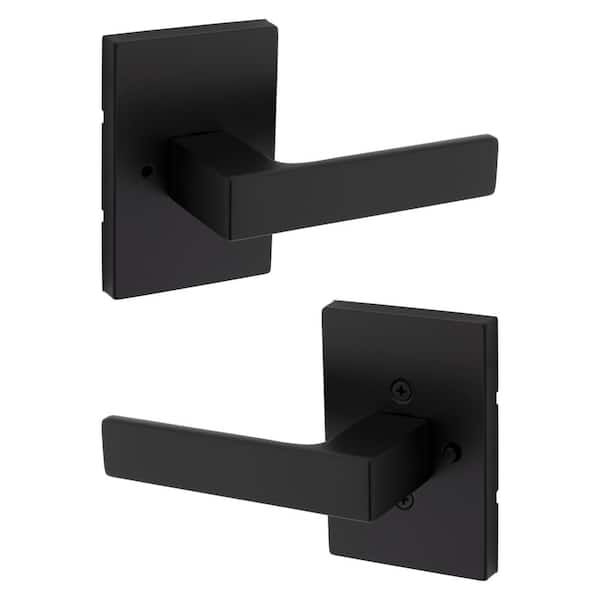 Kwikset Singapore Matte Black Rectangular Straight Bed/Bath Door Handle