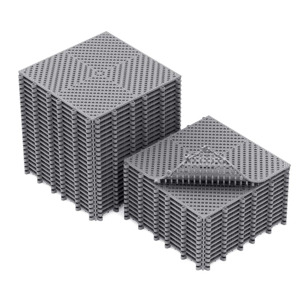 Interlocking Soft PVC Drainage Mats 12 in. x 12 in. Flexible Outdoor Patio Pool Deck Non-Slip (Gray, 36 Pcs) price history on PriceWatchPro