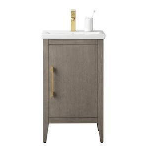 20 in. W x 15.8 in D x 34 in. H Single Sink Bathroom Vanity Cabinet in Driftwood Gray with Ceramic Top