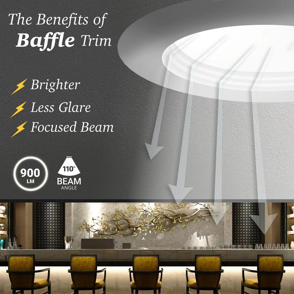 4 Inch White Aluminum LED Recessed Light with Baffle Trim