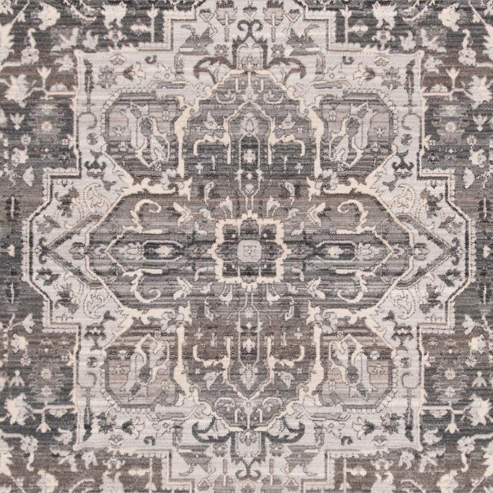 Grey Charcoal Synthetic Hand-Knotted 4' x 6' Area Rug