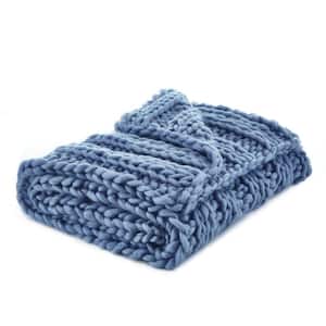 Charlie Light Blue Solid Color Polyester Throw Blanket