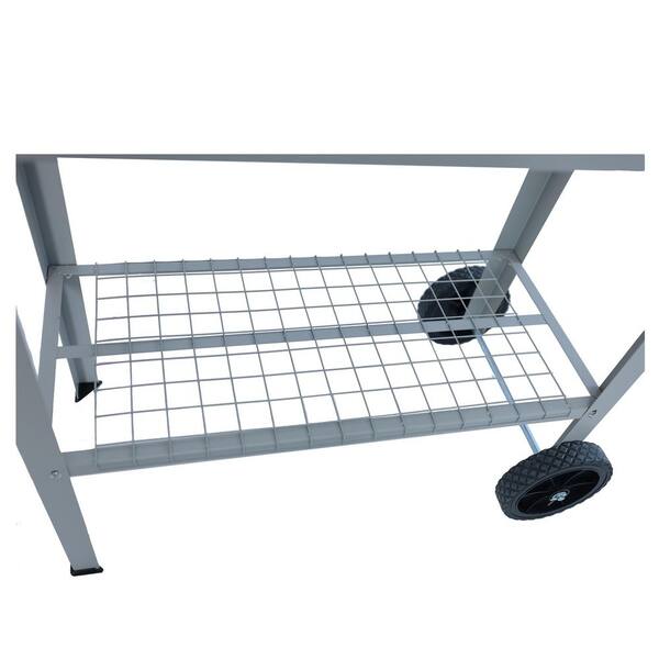 Unbranded - 33.66 in. x 17 in. x 31.5 in. Mobile Metal Raised Garden Bed Cart with Legs, Elevated Tall Planter Box with Wheels, Gray