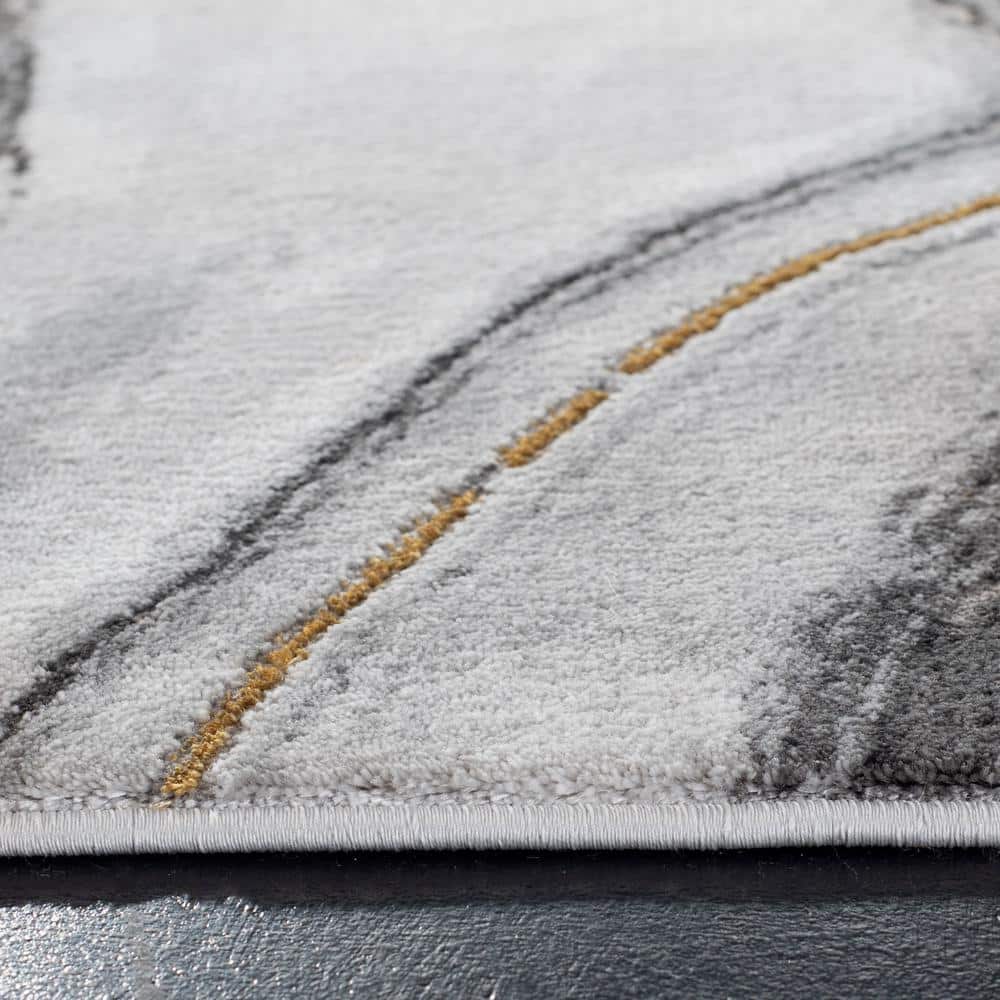 Grey and Gold Abstract 8' x 10' Wool Area Rug