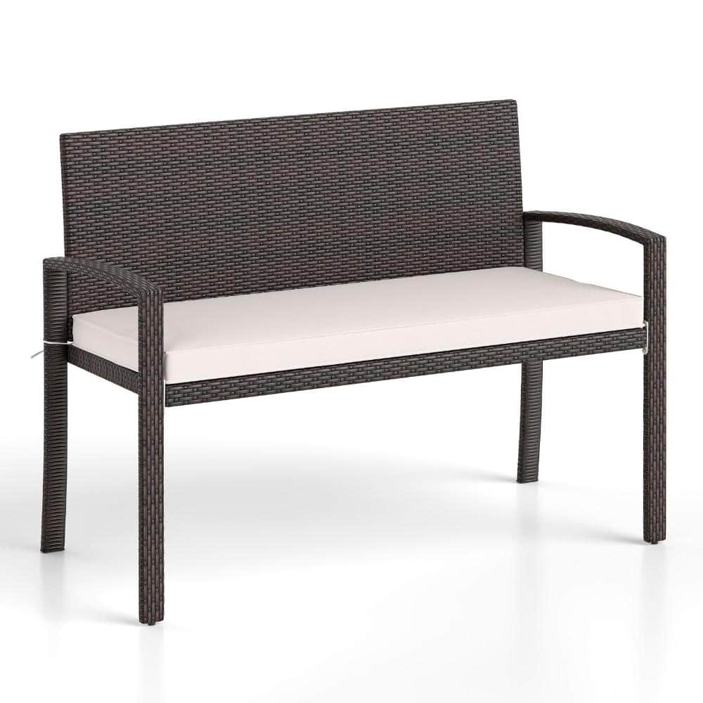 2-Seat PE Rattan Swivel Patio Chair Set with Cushions for Patio and Porch, White price history on PriceWatchPro