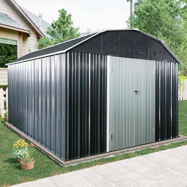 Imagacfun 10 ft. W x 12 ft. D Metal Shed with Arch Roof and Lockable Door (110 sq. ft. )