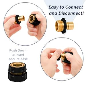 Brass Quick Connect Hose Connector Set, Easily Add Attachments to Garden Hose (Pack of 6)