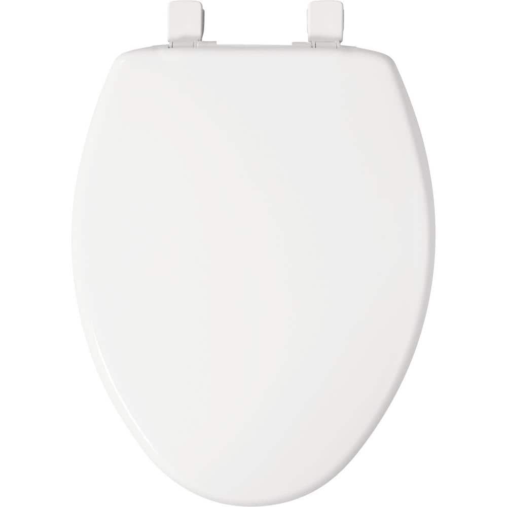 White Elongated Molded Wood Toilet Seat with Slow Close