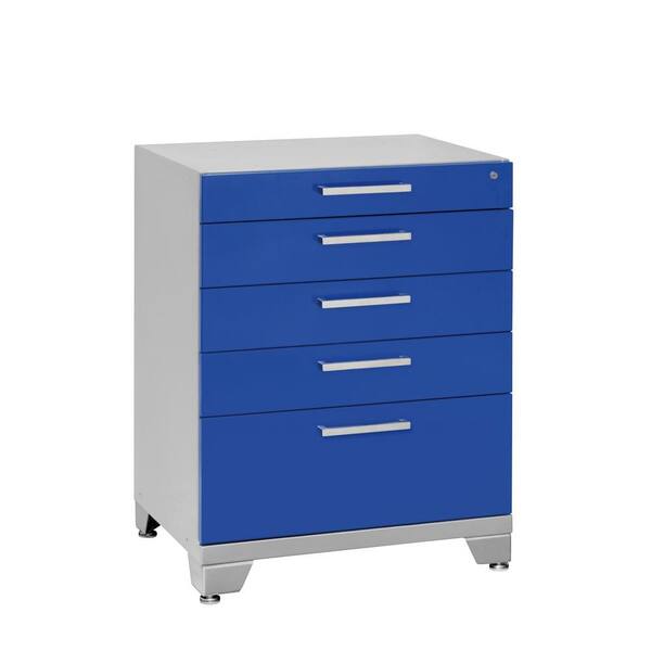 NewAge Products Performance Plus 35 in. H x 28 in. W x 22 in. D 5-Drawer Steel Garage Cabinet for Tools in Blue