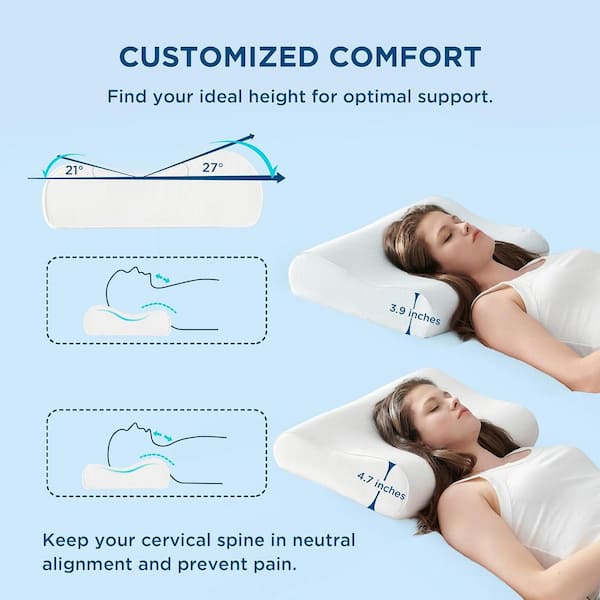 Cervical Neck Memory Foam Pillow for Sleeping Blue YYCP27G91Z The Home Depot