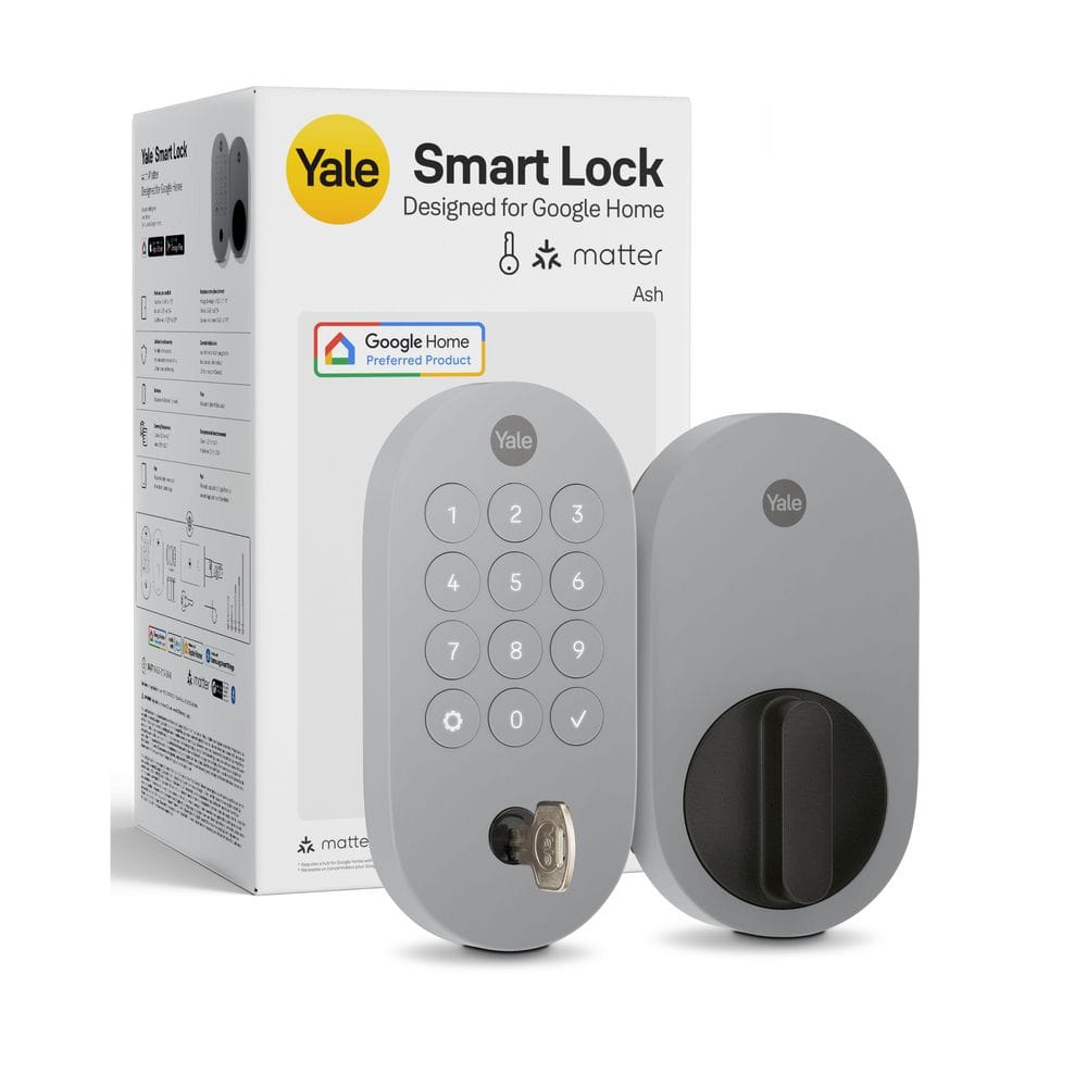 Smart Lock with Matter; Electronic Single Cylinder Deadbolt with Pushbutton Keypad; Ash
