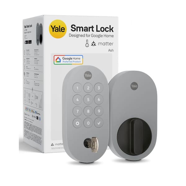 Smart Lock with Matter; Electronic Single Cylinder Deadbolt with Pushbutton Keypad; Ash