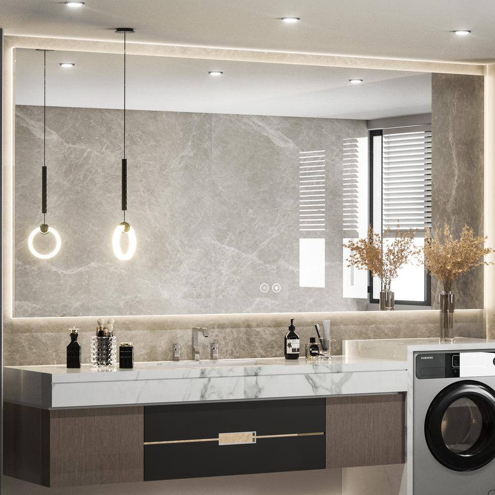KeonJinn 72 in. W x 36 in. H Rectangular Frameless LED Light 3-Color ...