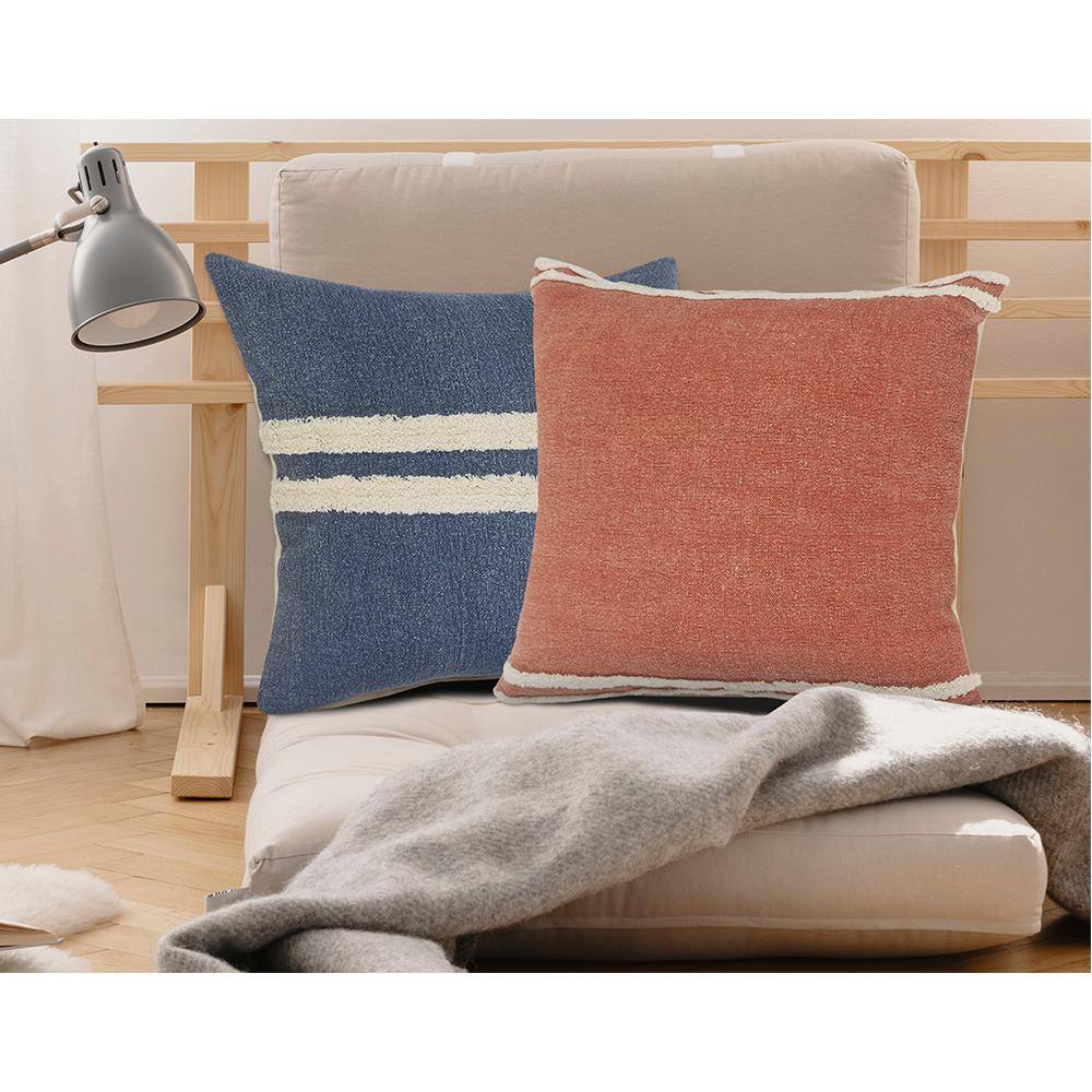 Cinnamon and White Striped Square Throw Pillow, 20" x 20"