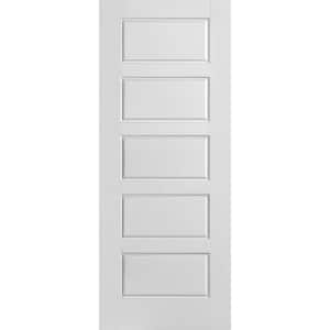 32 in. x 80 in. 5 Panel Riverside Smooth Equal Hollow Core Primed Composite Interior Door Slab