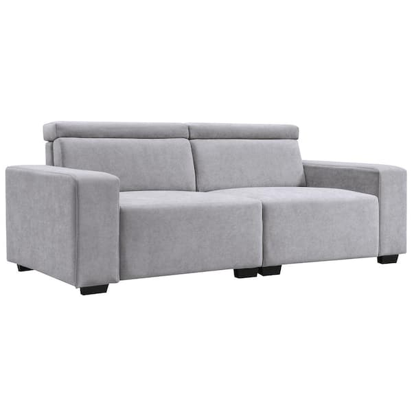 Polibi 87.00 in. Polyester Rectangle Sectional Sofa in. Gray with Multi-Angle Adjustable Headrest