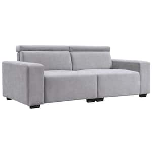 87.00 in. Polyester Rectangle Sectional Sofa in. Gray with Multi-Angle Adjustable Headrest