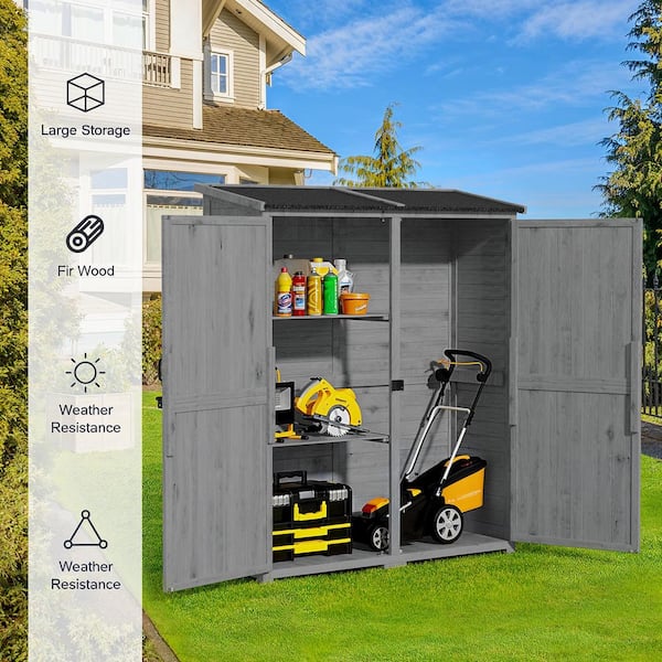 Lofka 4.6 ft. W x 5.3 ft. D gray Wood Outdoor Storage Shed, Garden