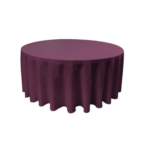 LA Linen 108 in. Eggplant Round Polyester Poplin Tablecloth