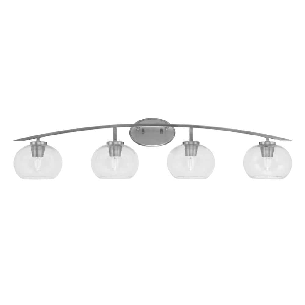 Siena 40 in. 4-Light Graphite Vanity Light Graphite with 7 in. Clear Bubble