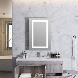 20 in.W x 30 in.H Rectangular Silver Recessed/Surface Left LED Medicine Cabinet with Mirror,Dimmer,Outlets ,USB,Defogger