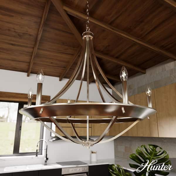 Hunter Perch Point 6-Light Brushed Nickel Candlestick Chandelier