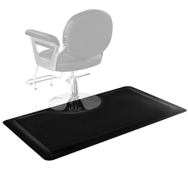 Black Salon Mat for Hair Stylist, 3 x 5 ft. Rectangle Chair Mat, 1/2 in. Anti-Fatigue PVC+NBR Barber Floor Mat, Beveled