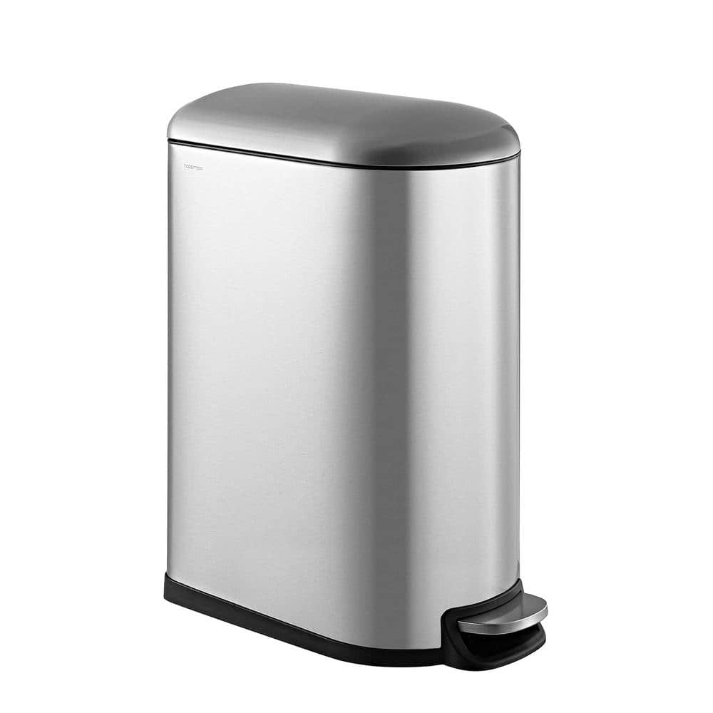 Cesun Small Bathroom Trash Can with Lid Soft Close, Step Pedal, 6 Liter / 1.6 Gallon Stainless Steel Garbage Can with Removable Inner Bucket, Anti-fin