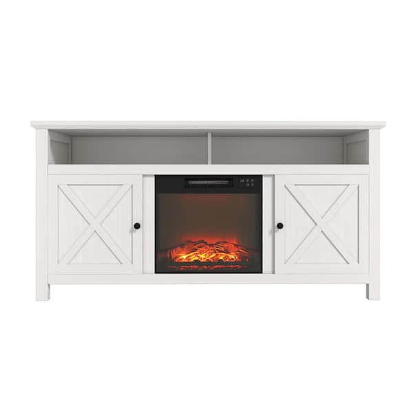 Home depot white online fireplace tv stand